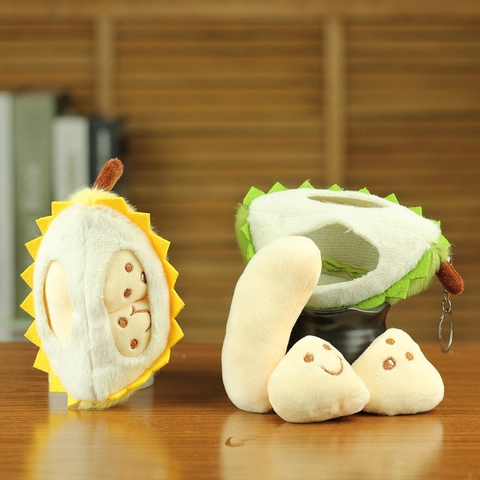 Süßer Cartoon Durian Plüsch Schlüsselanhänger Weiches Frucht Spielzeug Tasche Anhänger Geschenk Für Paare Damen Studenten Rucksack Zubehör