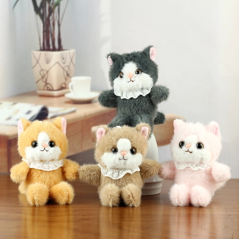 Cute Cat Plush Toy Stuffed Animal Kitten Doll With Lace Collar Soft Plushie For Girls Birthday Gift Home Decor