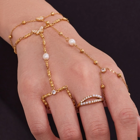 Sklaven Armband Handkette Mit Ring Edelstahl Zirkon Schmetterling Stern Kreuz Herz Böhmisch Eleganter Schmuck Für Damen