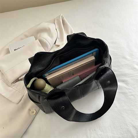 Borsa Tote Grande Donna Motivo Lychee Pelle PU Doppie Tasche Con Cerniera Retro Borsa A Spalla Casual Pendolare