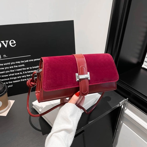 Vrouwen Retro Splicing PU Lederen Onderarmtas Mode H-Gesp Schoudertas Knoop Riem Grote Capaciteit Pendelaar Crossbody Tas
