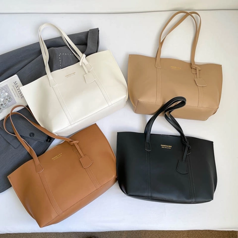 Damen Retro PU Leder Tote Bag Große Kapazität Urban Simple Umhängetasche Commuter Mode Handtasche Einfarbig Quadratische Tasche