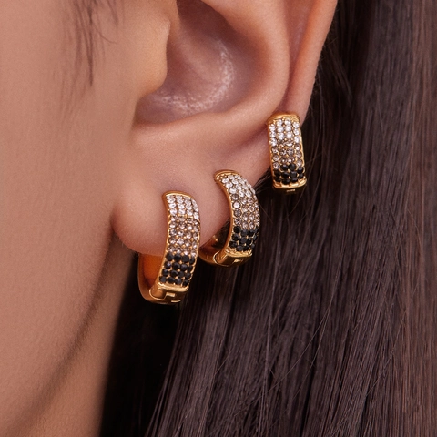 Fashion Stainless Steel Colorful Zirconia Hoop Earrings Gold Plated Geometric Huggie Earrings For Women Jewelry Gift