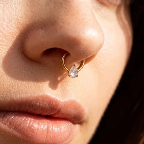Anello Septum Lega Di Titanio Zircone Incastonato Piercing Naso Gioielli Cerchio Senza Cuciture Alla Moda Per Donna
