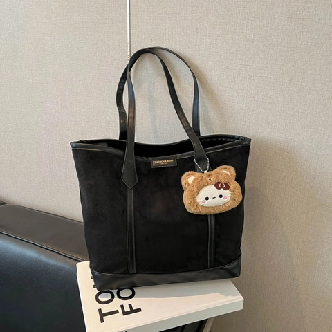 Γυναικεία Vintage Τσάντα Tote από Τεχνητό Καστόρι Μεγάλη Χωρητικότητα Μινιμαλιστική Patchwork Δερμάτινη Τσάντα