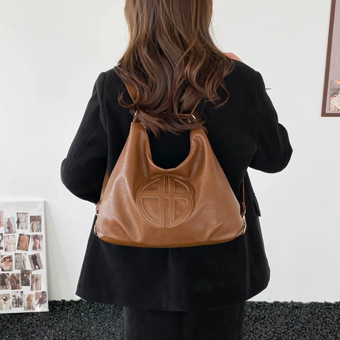 Damen Retro PU Leder Tote Bag Mit Großer Kapazität Mode Minimalistische Umhängetasche Multifunktionale Hobo Bag Lässig