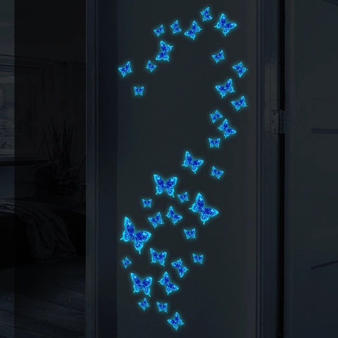 Leuchtende Schmetterling Wandaufkleber PVC 3D Effekt Fluoreszierend Dunkel Leuchten Schlafzimmer Kinderzimmer Deko