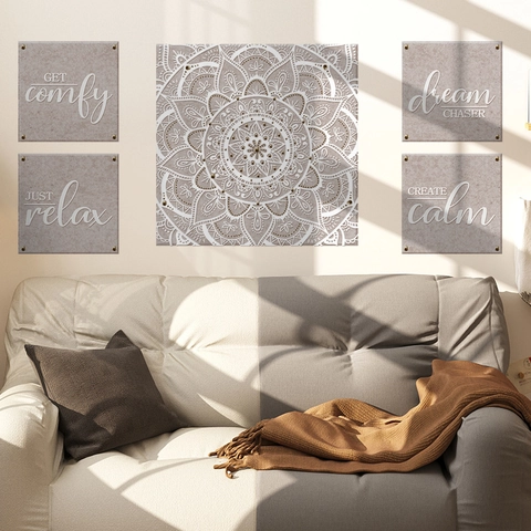 Bohemian Mandala Wall Stickers PVC Self Adhesive Motivational Quotes Floral Pattern For Yoga Studio Bedroom Living Room