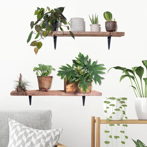 Green Potted Plant Wall Stickers With Butterflies PVC Self Adhesive Modern Home Decor For Living Room Bedroom Kitchen