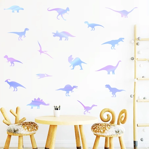 Leuchten Im Dunkeln Dinosaurier Wandaufkleber Für Kinderzimmer Regenbogen Luminous PVC Tier Silhouette Wandtattoos Dekoration