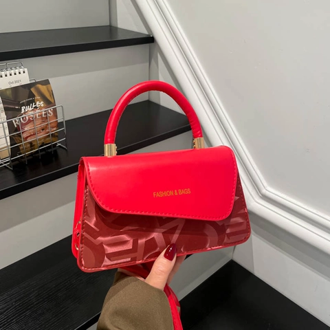 Women Fashion PU Leather Small Square Bag Letter Print Top Handle Shoulder Crossbody Bag Designer Minimalist Daily Commute Handbag