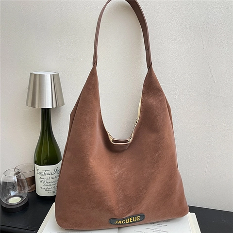 Retro Minimalist Large Capacity PU Leather Matte Hobo Shoulder Tote Handbag For Women Daily Commute With Inner Pouch