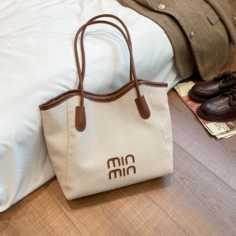 Grand Sac Cabas Femme Tissé Cuir PU Rétro Fourretout Épaule Sac À Main Polyvalent Quotidien