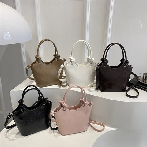 Moda Donna Pelle PU Rilievo Cartone Animato Borsa a Secchiello Stile Coreano Borsa a Spalla Versatile Casual Tracolla