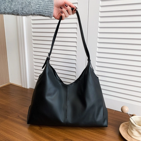 Bolso de Hombro de Cuero PU de Gran Capacidad para Mujer Bolso Tote Hobo Minimalista Con Hebilla Magnética Bolso Casual