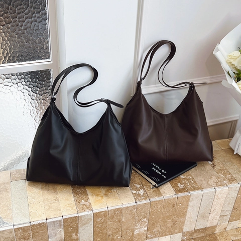 Bolso de Hombro de Cuero PU de Gran Capacidad para Mujer Bolso Tote Hobo Minimalista Con Hebilla Magnética Bolso Casual