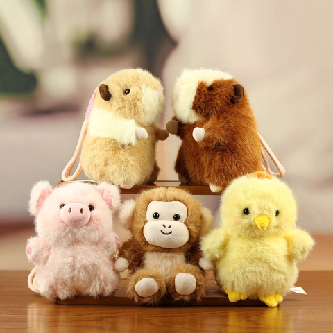 Simpatico Animale Peluche Ciondolo Giocattolo Morbido Criceto Maiale Pulcino Scimmia Borsa Charme Accessori Bambola