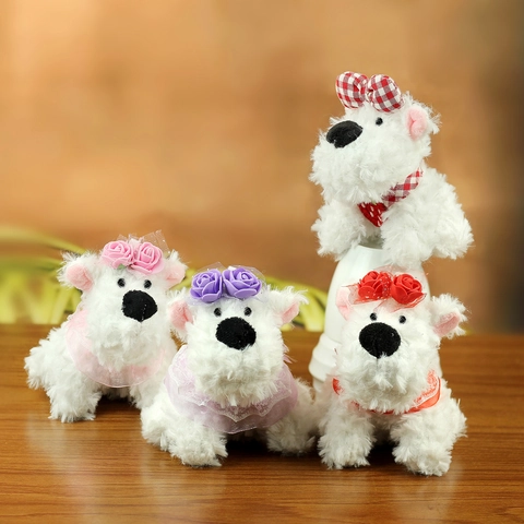 Süßer West Highland White Terrier Plüschtier Schlüsselanhänger Mit Blume Schleife Spitze Für Tasche Anhänger Kinder Damen Geschenk