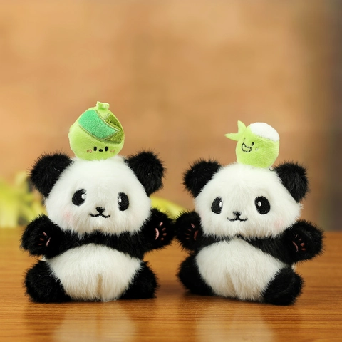 Niedlicher Panda Plüsch Schlüsselanhänger Stofftier Tasche Charm Mit Bambus Dekoration Weiche Panda Puppe Für Rucksack Schlüssel Geschenk