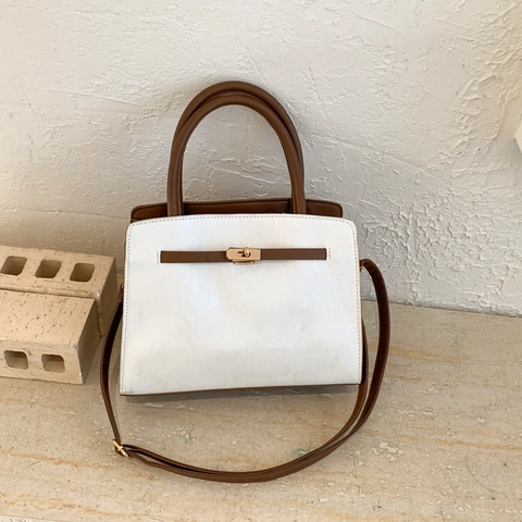 Women Retro PU Leather Shoulder Bag Large Capacity Top Handle Handbag Vertical Embossed Texture Crossbody Bag For Daily Use