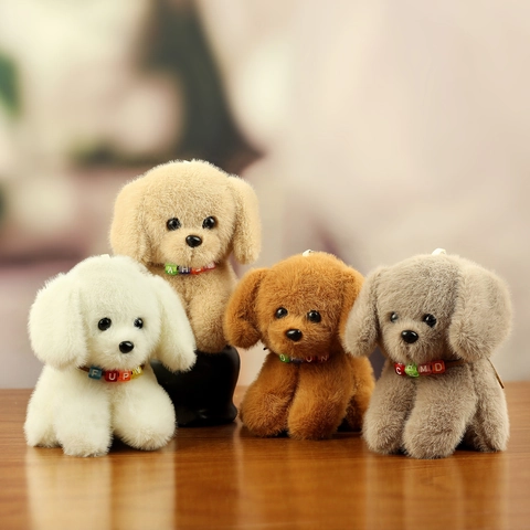 Cachorro De Perro De Peluche Juguete Animal Relleno Suave Con Collar De Cuentas De Letras Coloridas Decoración Regalo
