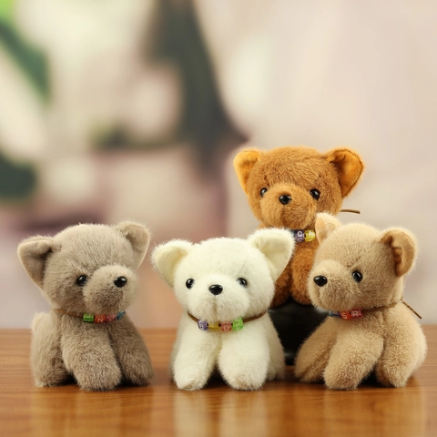 Llavero de Peluche de Cachorro Lindo Para Decoración de Bolsos Juguete de Peluche Suave Con Cuentas de Letras de Colores Regalo