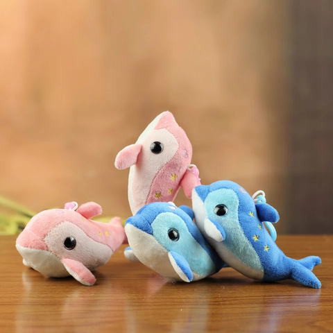 Simpatico Portachiavi a Forma di Delfino in Peluche Con Gancio Morbida Bambola di Animale Marino per Zaino Decorazione Regalo