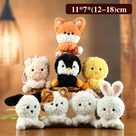 Simpatico Animale Di Peluche Ciondolo Volpe Pinguino Maiale Anatra Morbido Giocattolo Borsa Fascino Portachiavi Regalo