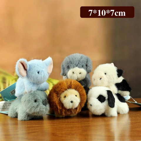 Mini Peluche Animal Llaveros Dijes Suave Pequeño Elefante Rinoceronte Perro León Para Bolsa Coche Decoración Regalo