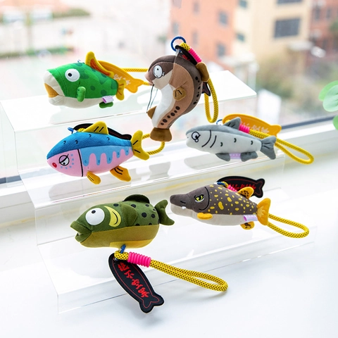 Plush Fish Bag Pendant Cute Marine Fish Decompression Toy Cartoon Keychain Soft Stuffed Animal Bag Charm Gift