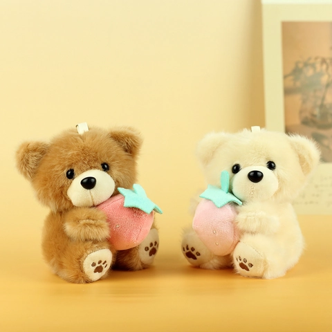 Simpatico Portachiavi Orsetto di Peluche Con Fragola Morbido Animale Di Peluche Ciondolo Per Borsa Kawaii Teddy Bear Regalo Per Ragazze