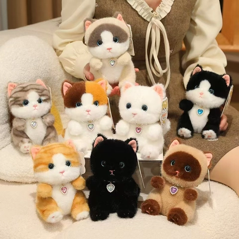 Süße Plüsch Katze Puppe Schlüsselanhänger Mit Herz Edelstein Kette Weiches Kuscheltier Spielzeug Für Geburtstag Geschenk Dekoration