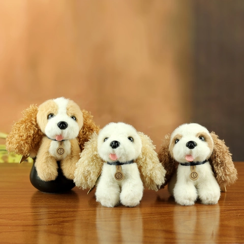 Realistischer Cocker Spaniel Hund Plüsch Schlüsselanhänger Anhänger Lange Lockige Ohren Stofftier Welpen Spielzeug Für Tasche Dekor Geschenk Unisex
