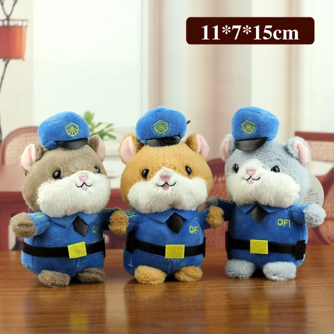 Cute Police Hamster Plush Keychain Stuffed Animal Toy Police Officer Mouse Bag Charm Hanging Decoration For Kids Adults Gift