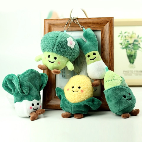 Portachiavi In Peluche Di Verdure Cartone Animato Simpatico Broccoli Cavolo Mais Scalogno Morbido Imbottito Ciondoli Per Borsa Kawaii Giocattolo Novità