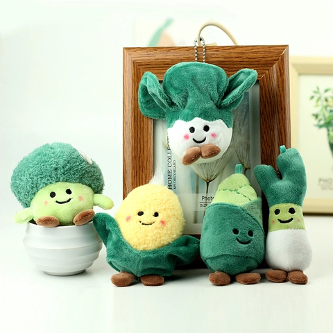 Portachiavi In Peluche Di Verdure Cartone Animato Simpatico Broccoli Cavolo Mais Scalogno Morbido Imbottito Ciondoli Per Borsa Kawaii Giocattolo Novità