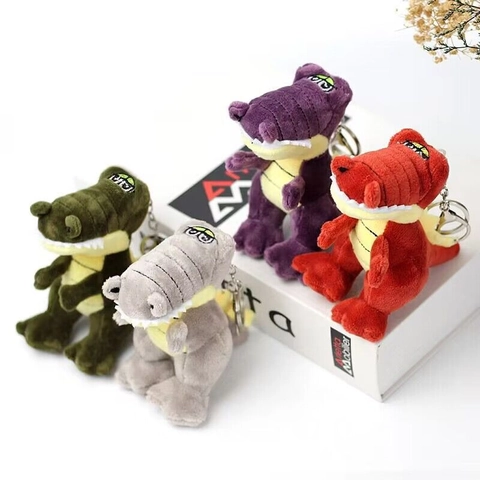 Cute Cartoon Crocodile Plush Keychain Soft Dinosaur Bag Pendant With Metal Ring For Kids Girls Gift Animal Doll Keyring