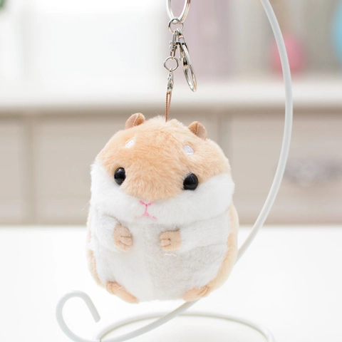 Plüsch Hamster Puppe Schlüsselanhänger Mit PP Baumwolle Füllung Und Metallverschluss Weiches Tier Tasche Anhänger Spielzeug