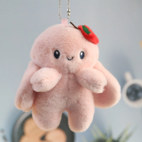 Simpatico Portachiavi Coniglio Peluche Con Decorazione Fragola Morbido Pupazzo Coniglietto Pelliccia Sintetica Ciondolo Borsa Regalo Per Ragazze