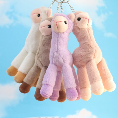 Portachiavi Peluche Alpaca Giocattolo Animale Morbido Lama Ciondolo Per Borsa Anello In Metallo Ornamento Carino Regalo