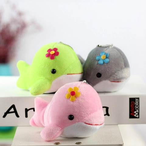 Llavero De Peluche De Ballena Lindo Colgante De Animal Marino Suave Con Decoración De Flores Para Bolso Regalo