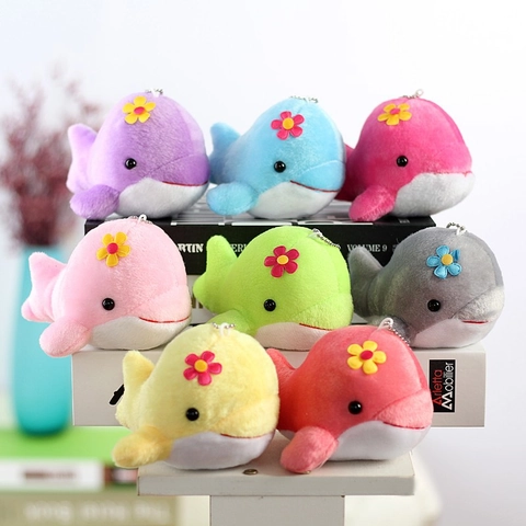 Llavero De Peluche De Ballena Lindo Colgante De Animal Marino Suave Con Decoración De Flores Para Bolso Regalo