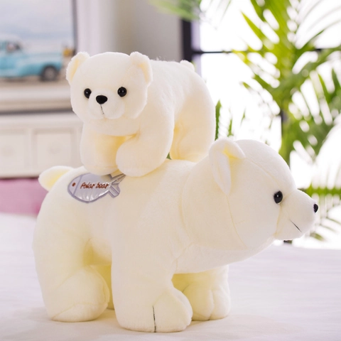 Soft White Polar Bear Plush Toy Realistic Stuffed Animal Throw Pillow Decorative Bear Doll For Kids Birthday Gift Home Decor