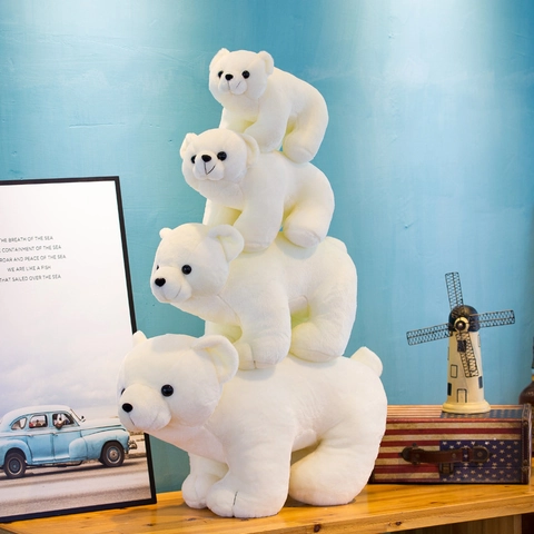 Soft White Polar Bear Plush Toy Realistic Stuffed Animal Throw Pillow Decorative Bear Doll For Kids Birthday Gift Home Decor