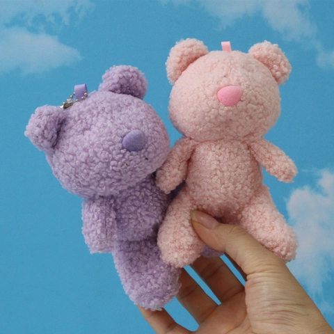 Cute Plush Teddy Bear Keychain Grain Fleece Soft Animal Toy Bag Charm Keyring For Women Girls Backpack Decoration Accessory