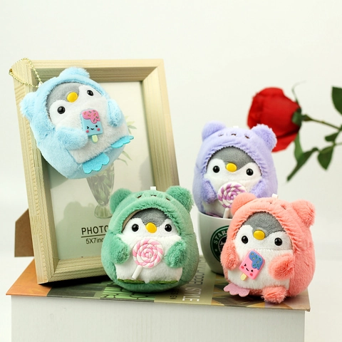 Simpatico Ciondolo In Peluche Pinguino Morbido Animale Di Peluche Con Mantello Con Cappuccio Lecca Lecca Gelato Arredo Borsa