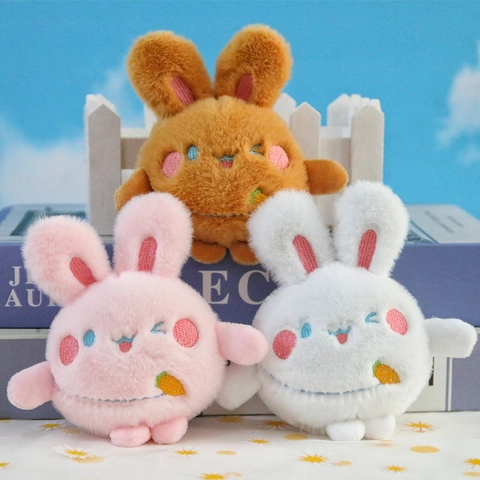 Simpatico Portachiavi Coniglio Peluche Ciondolo Coniglio Imbottito Morbido Con Carota Ricamata Ornamento Per Borsa Cartone