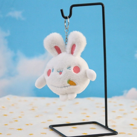 Simpatico Portachiavi Coniglio Peluche Ciondolo Coniglio Imbottito Morbido Con Carota Ricamata Ornamento Per Borsa Cartone
