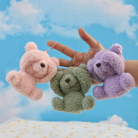 Süßer Schüchterner Teddybär Plüschanhänger Weicher Körniger Samt Tierpuppe Taschenanhänger Für Kinder Damen Geschenk