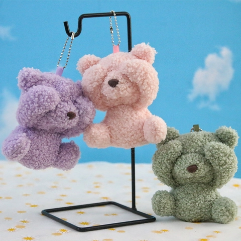 Süßer Schüchterner Teddybär Plüschanhänger Weicher Körniger Samt Tierpuppe Taschenanhänger Für Kinder Damen Geschenk